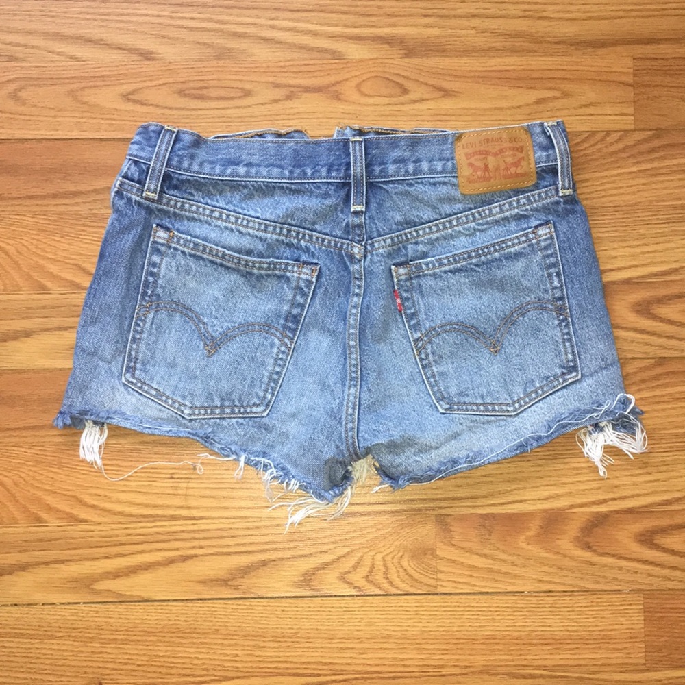 High rise denim shorts